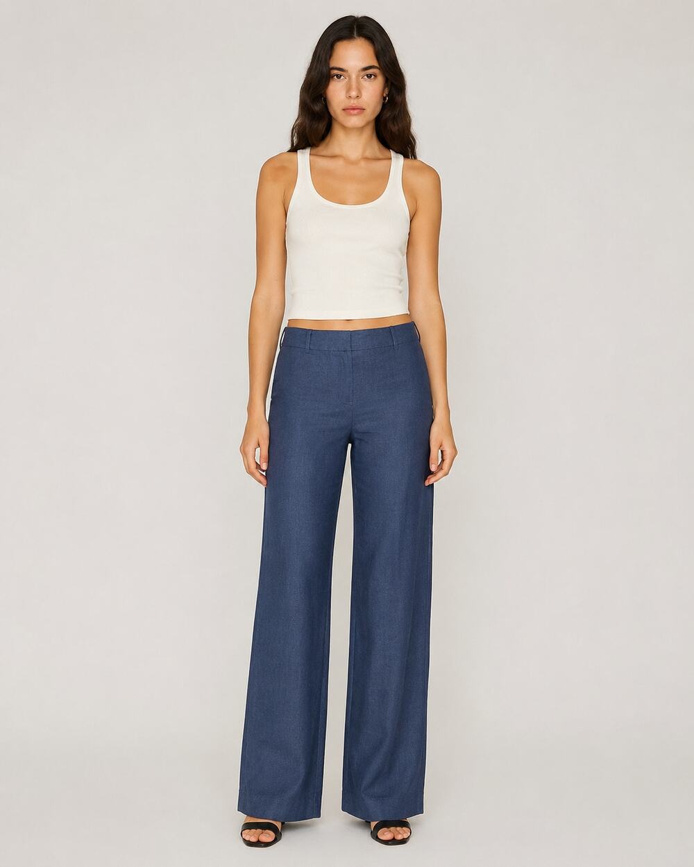 NWT Reformation Gisele Low Rise Linen Pants Muted Navy Size 2